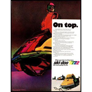 1971 Bombardier Ski-Doo Snowmobile Vintage Print Ad TNT Track N Trail Wall Art